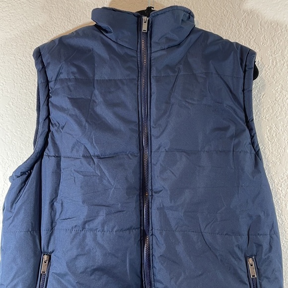 Vigo Navy Blue Front Zip Vest 100% Nylon Zip Pockets Size 2XL - Picture 2 of 8